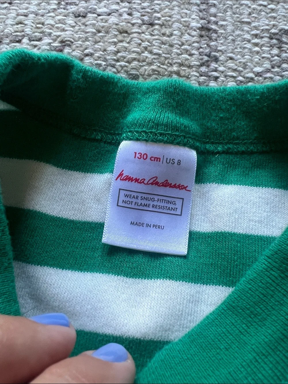 Hanna Andersson Green and White Striped Kids Pajama Set